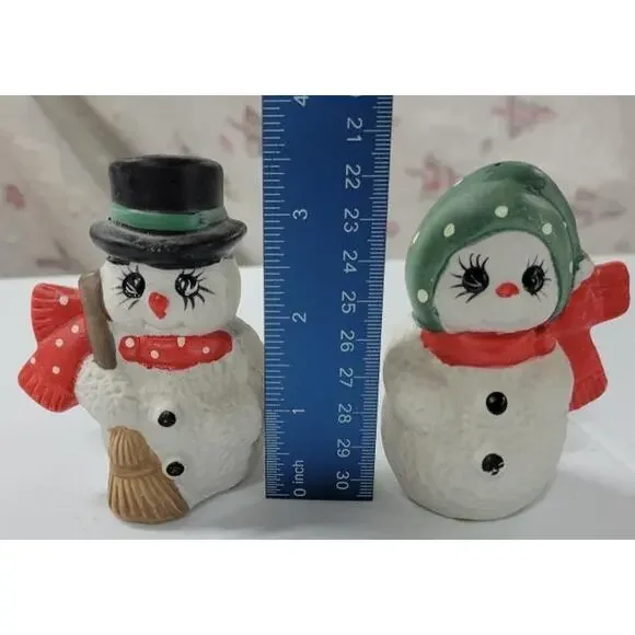 VTG Anthropomorphic Snowman Mr Mrs Christmas Winter Salt & Pepper Shakers Frosty - Picture 3 of 4